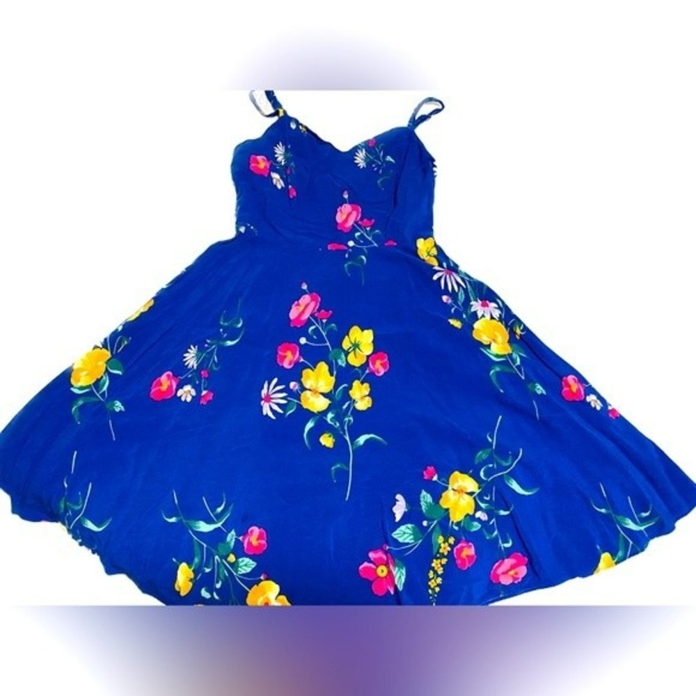 Old Navy Dress Women's XS Blue Floral Print Cami Flowy Sweetheart Neckline